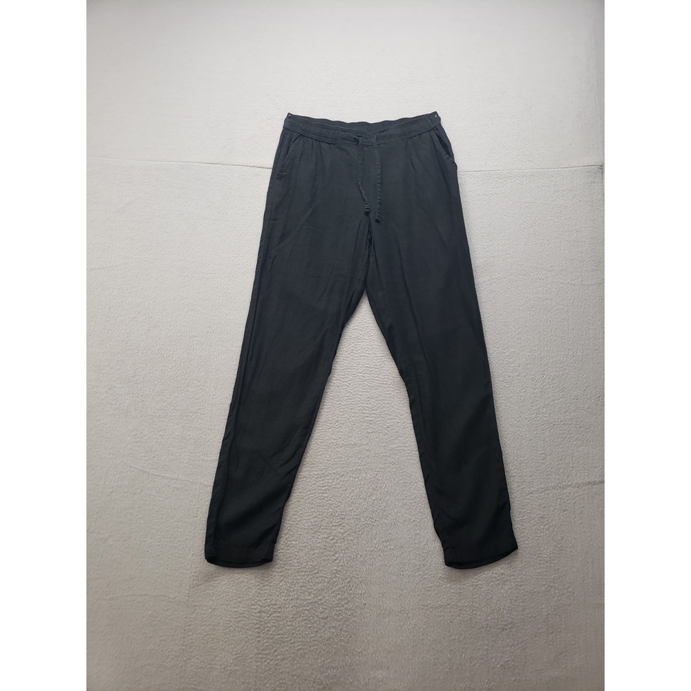Serra Women Pant S Black Elastic Waist Drawstring Relaxed Fit Tapered Leg Casual